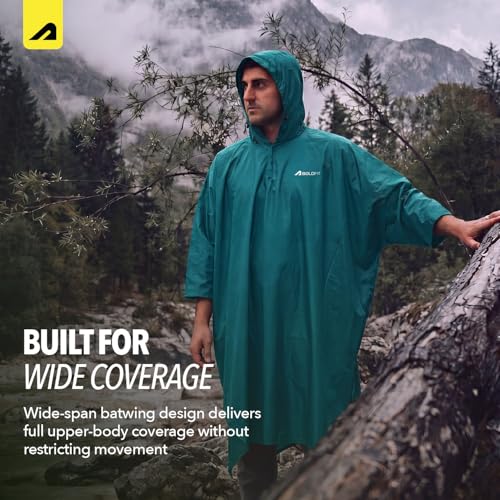 Image of Boldfit Rain Coat for Men Waterproof Unisex Full Length, Top Easy Adjustable, Waterproof Bike Riding- Teal, OneSize