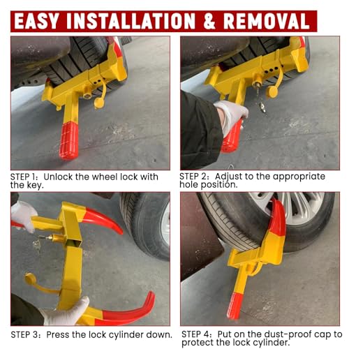 PUNMEW Tire Lock Universal Wheel Locks RedYellow Heavy