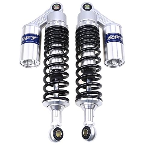 Possbay Motorcycle Shock Absorber 12.6"/320mm Round Universal Replacement Rear Suspension Black and Silver 1Pair Cover