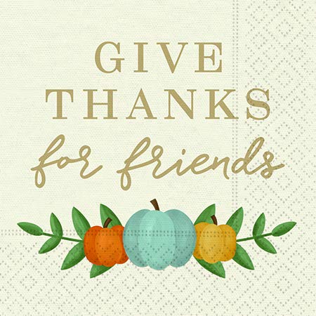 Servilletas de papel de Acción de Gracias de Friendsgiving Decoraciones, Servilletas de papel para fiestas, para dar gracias por amigos, 5 c 12,7 cm, paquete de 40