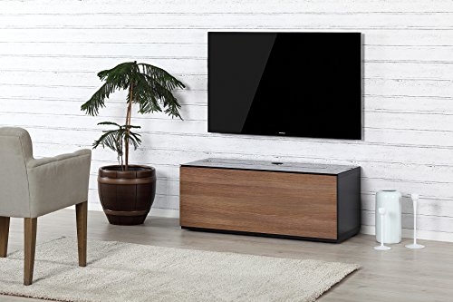 Sonorous St-110B Tv Stand - Modern Wood And Glass Tv Cabinet With 4 Shelves For Storage Accessories, Audio/Video Components & Consoles, With Hidden Wheels, Up To 65" - Walnut Cover #TOP2