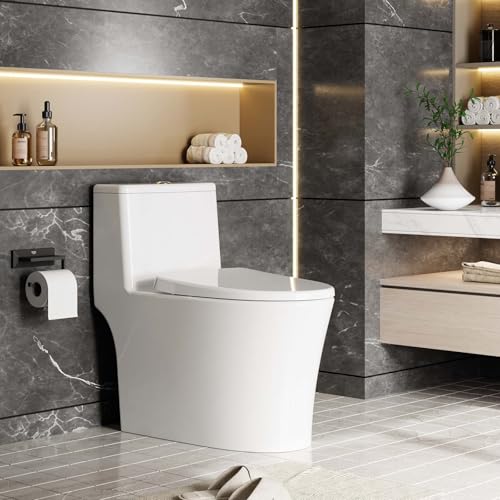 Image of One Piece Toilet - Elongated Ceramic Design, Soft Closing PP Toilet Cover, Easy Clean Surface, Water Efficient Flush, Compact Durable Build
