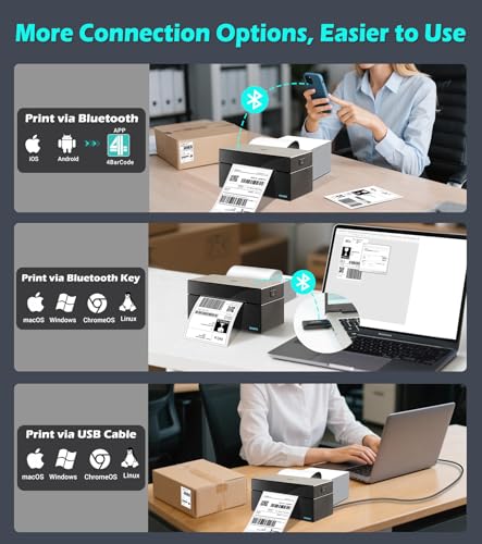 Image of ORGBRO Bluetooth Thermal Shipping Label Printer, Z1-Plus Wireless 4X6 Shipping Label Printer for Small Business Office or Home Support iPhone Android Windows macOS Chrome Amazon Shopify USPS