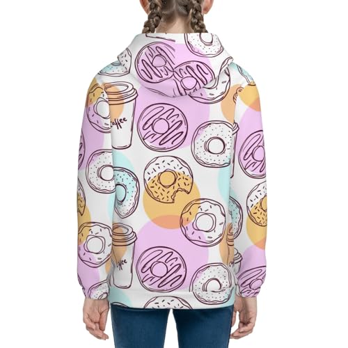 Donuts and Coffee Kids Pullover Hoodies Boys Sweatshirts Girls Athletic Clothes with Pocket4