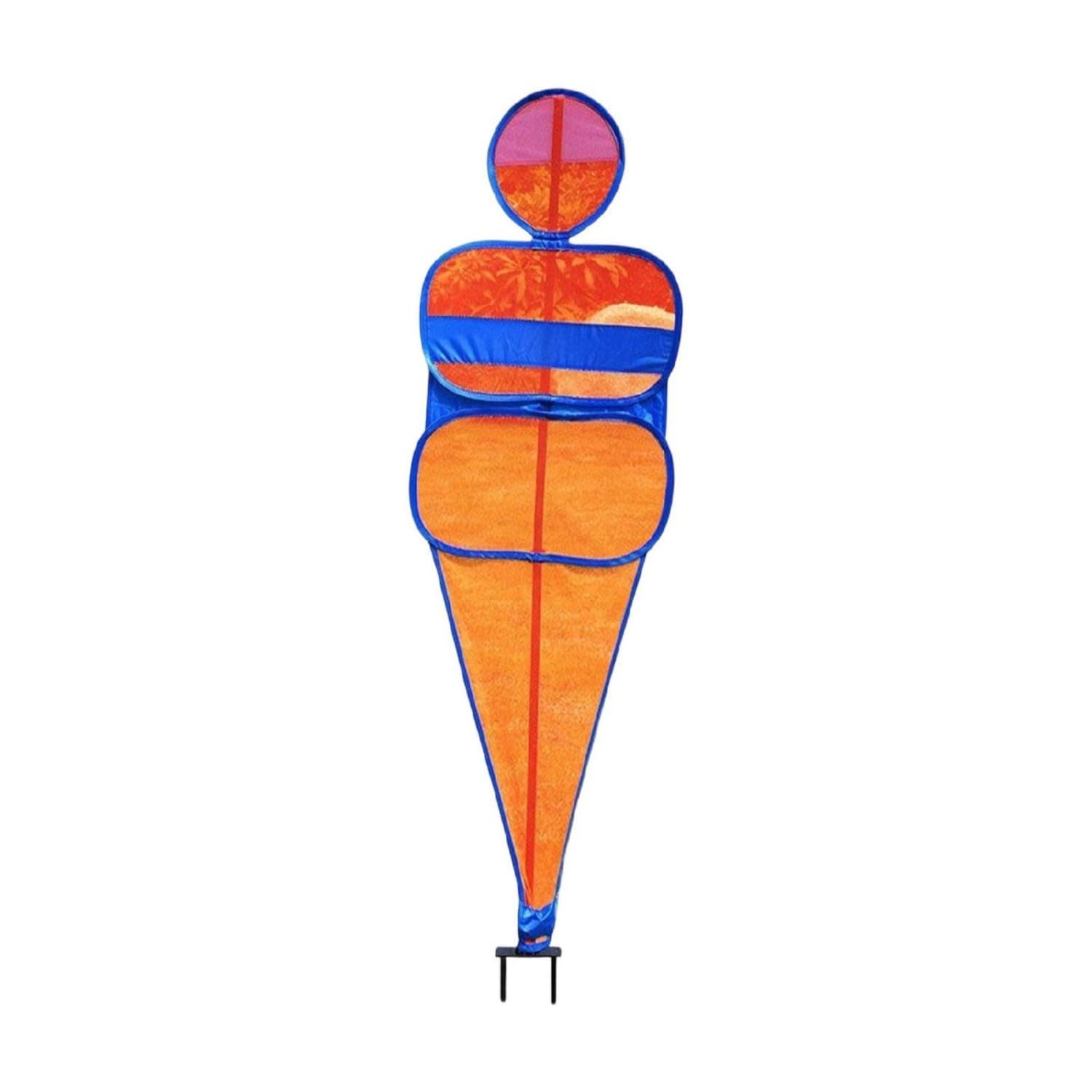 Foldable penaltyKick Statue Mesh Soccer Statue with Ground Spikes Portable Training Statue with Spring Base Stable for Coaches, Orange Blue-image-25