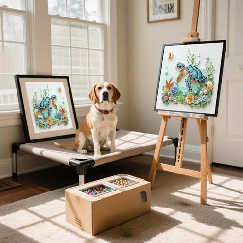 Image of Flavizo Diamond Painting Kit for Adults, Sea Turtle DIY Craft with Drill Rhinestones Canvas, Creative Diamonds Artwork, Handmade Decoration Sparkling Home Wall Display (30cm X 30cm)
