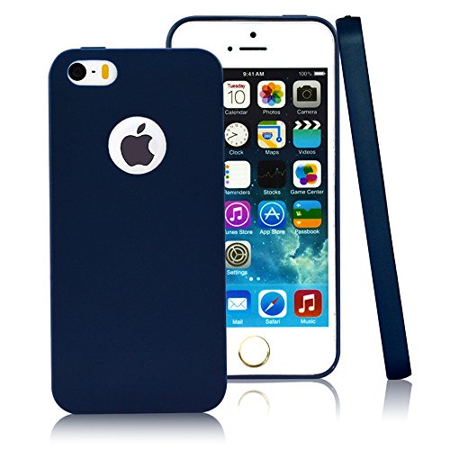 CLOUDS CLOUDS iPhone 5 5S Case- Ultra Slim Lightweight Classic Design Durable Soft Rubber TPU Silicone Gel Case Cover for iPhone 5S/5- Navy Blue