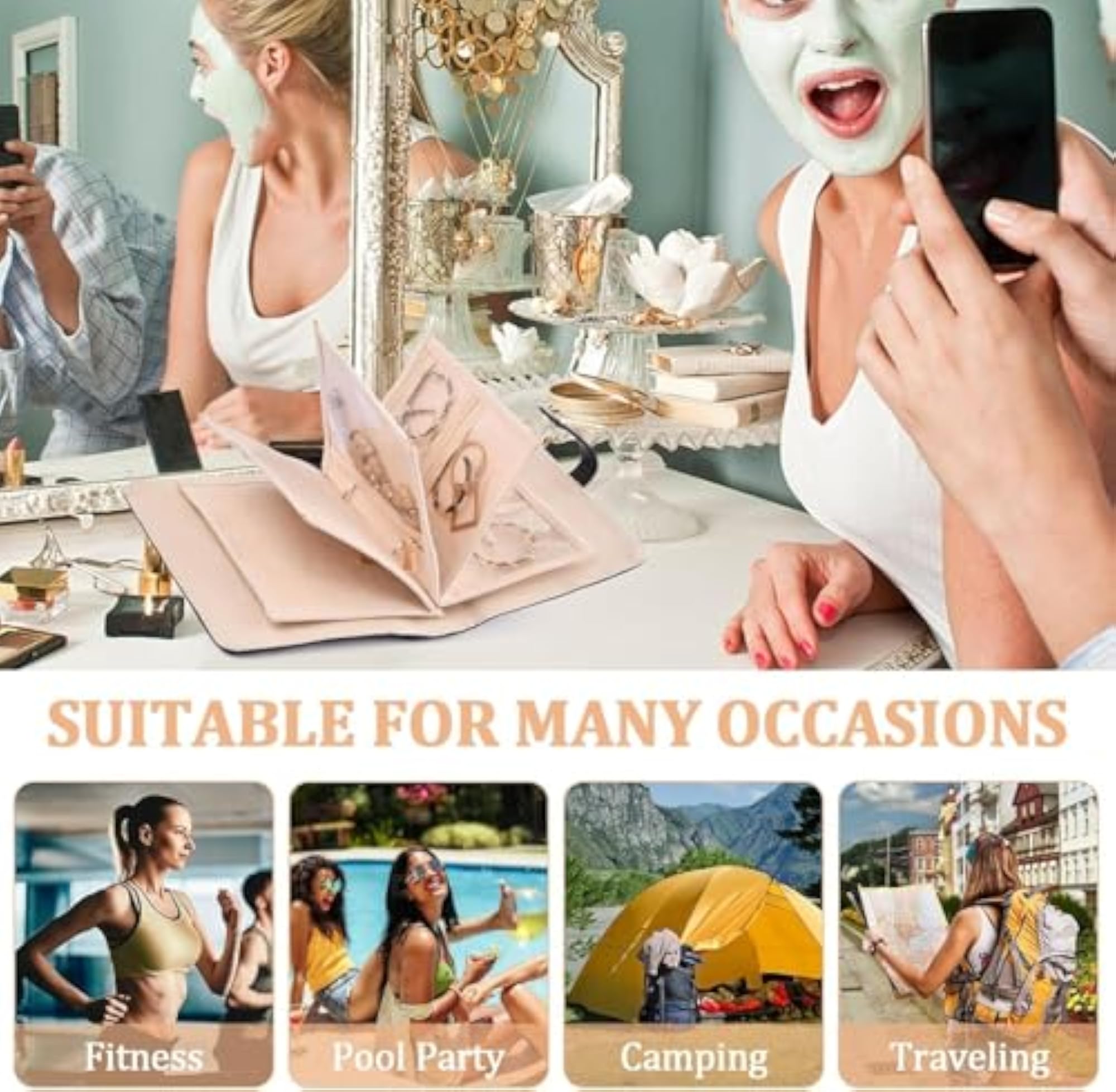 Portable Velvet Travel Jewelry Organizer Book with Removable Pages