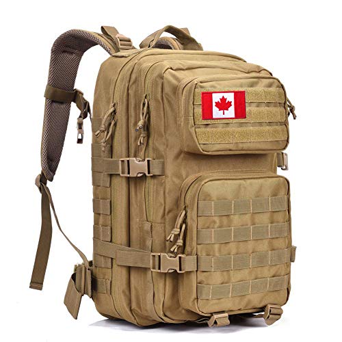 MEWAY 42L Military Tactical Backpack Large Army Rucksacks Bag Outdoors Hiking Daypack Hunting Backpacks(Khaki)