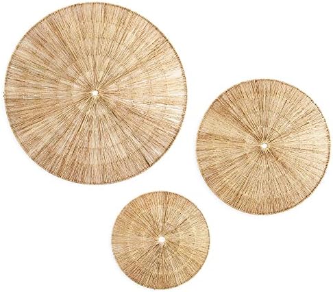 PEMAR Handwoven Wicker Wall Hanging Baskets Set of 3 – Round Jute...
