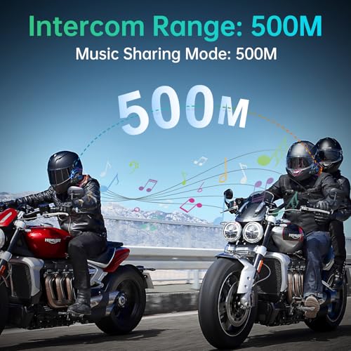 Image of Motorcycle Helmet Bluetooth Headset Speakers Helmet Intercom - 2 Rider Automatic Answer Music Control Earphone,120 Hours Playing time High Sound Quality System 1000mAh IP7 Waterproof