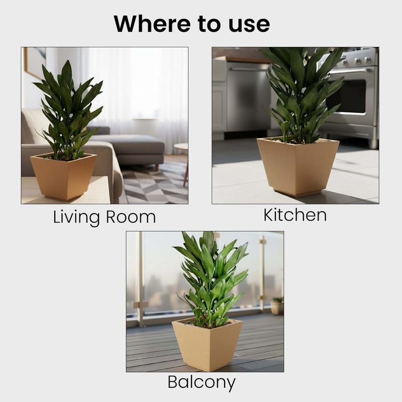 Image of Amazon Brand - Umi 15 Inch Planter Pot | Flower Pot for Indoor & Outdoor Use | Square Shape Planter Pot for Home & Office Decor Balcony & Terrace Gardens (Chorsa, Brown)