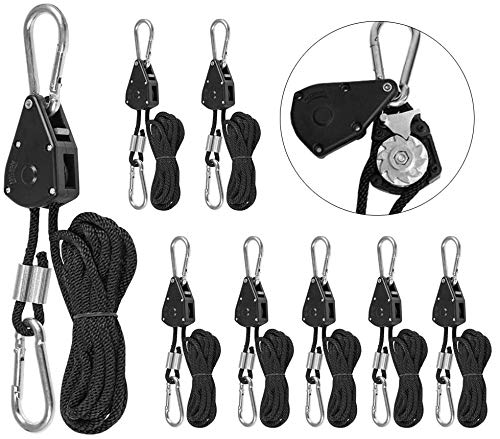 Vibury 4 paar 1/8 inch zware ratel touwen, hanger katrol touw verstelbare touw ratel hanger, groeien licht touw hangers…