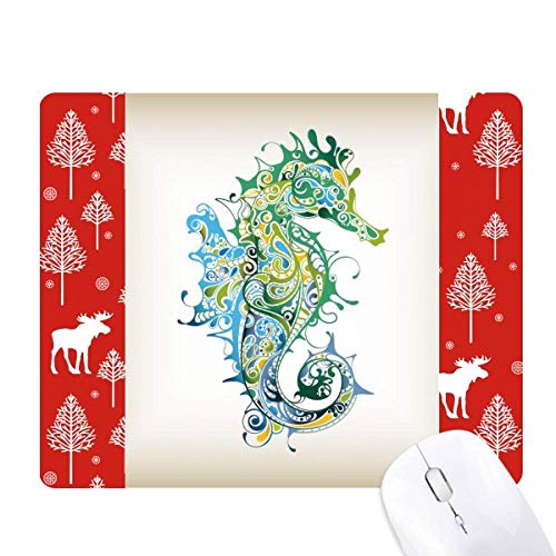 Souris de Noël design hippocampe en bois noble et finitions marines