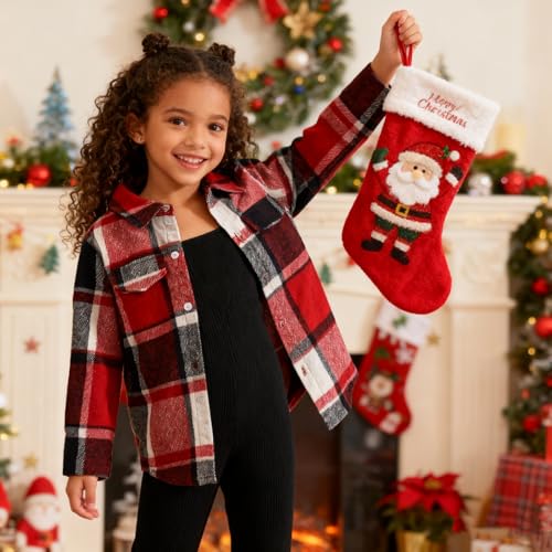 Image of Toddler Girl Clothes Plaid Long Sleeve Button Down Shirt Corduroy Overall Jumpsuit Girls Fall Winter Outfit Set