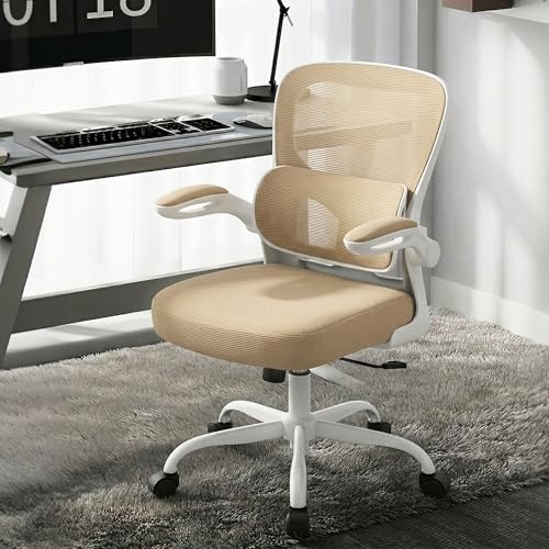 Image of AreShark Office Chair Ergonomic Desk Chairs with Adjustable Lumbar Support, High Back Breathable Mesh Chair with Wheels& Flip-up Armrests,Rolling Swivel Comfy Task Computer Chair for Home Work Gaming
