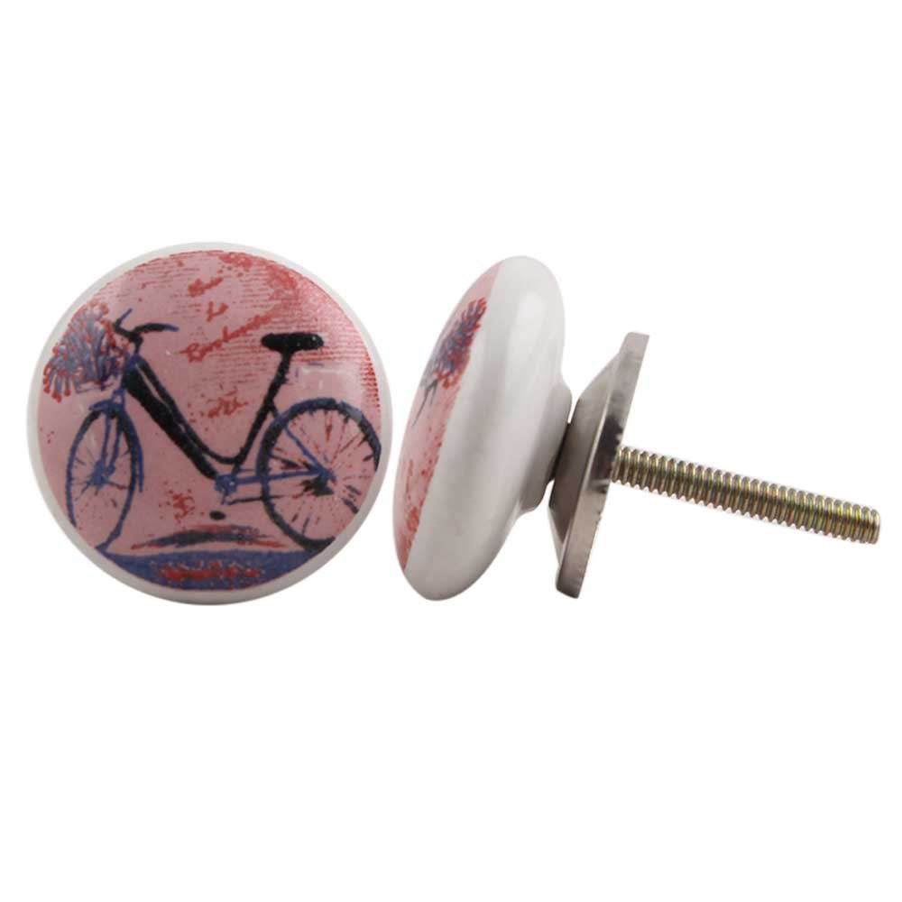 IndianShelf 20 Pack Ceramic Multicolor Bicycle Flat Vehicle Drawer Knobs for Kitchen Cabinet Knobs Door Decorative Dresser Pulls Luxurious Fancy