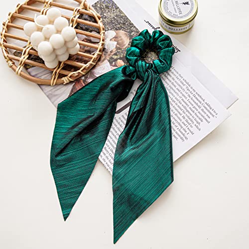 5 Colors Set Christmas Theme Scrunchies For Hair,Bright Solid Color Hair Scrunchies Satin Hair Ties Ponytail Holder Silky Soft No Hurt Your Hair (Christmas Red Ribbon+Green Ribbon+Black Ribbon+Coffee Ribbon+Pink Ribbon) #TOP7