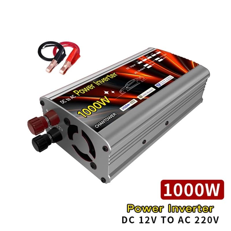 Inverter Auto,Inverter Onda Pura Inverter 12v 220v Inverter solare 500W 1000W 1500W 2000W Convertitore di tensione portatile Caricabatterie automatico Inverter di potenza for auto(500W 12V)