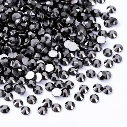 Image of Black hematite Flatback Rhinestones, Glass Rhinestones for Nail Art and Craft, Glue Fix, Loose Crystal Gemstones(Black hematite, SS6, 1440pcs, 1.9-2.0mm)