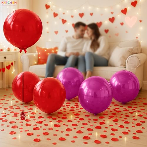 Image of KatchOn, Metallic Red and Pink Balloons - Big, 22 Inch, Pack of 6 | Valentines Balloons for Valentines Day Decorations | Galentines Balloons, Galentines Day Decorations | Birthday, Anniversary Decor