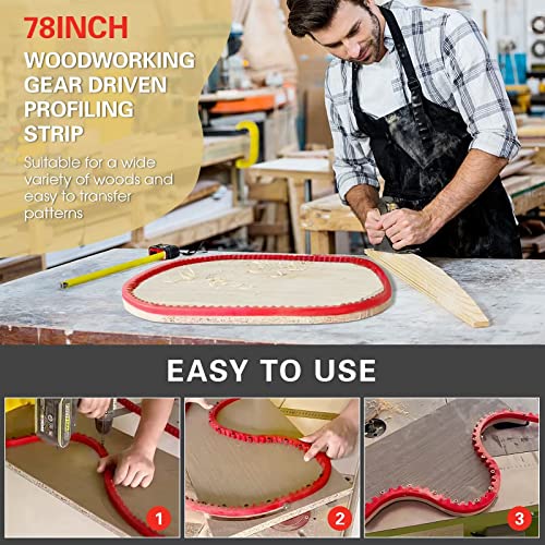 78 Inch Woodworking Profiling Strip, Flexible Curve Template, Excellent Rebound, Adjustable & Fixed Complex Shape Contour Woodworking Tool Templates Guide For Transferring Curved Patterns #TOP2