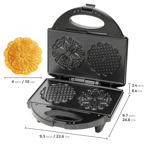 FineMade Pizzelle Maker with Non-Stick Coating, Electric Pizzelle Cookie Baker Press with Snowflake Pattern, Make Two 4 Inch Traditional Italian Waffle Cookies at Once, Recipe Included by FineMade - Image 7