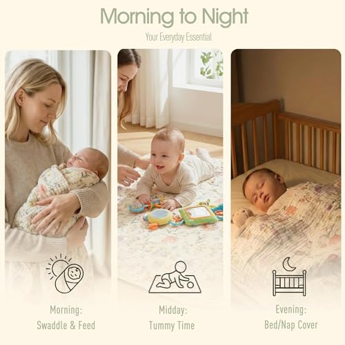 Image of 6-Layer Muslin Baby Blanket Made with Organic Cotton - Enchanting Woodland Garden,Swaddle & Crib Quilt, 43 inch x 43 inch,Garden(Gender Neutral) (Pack of 2)