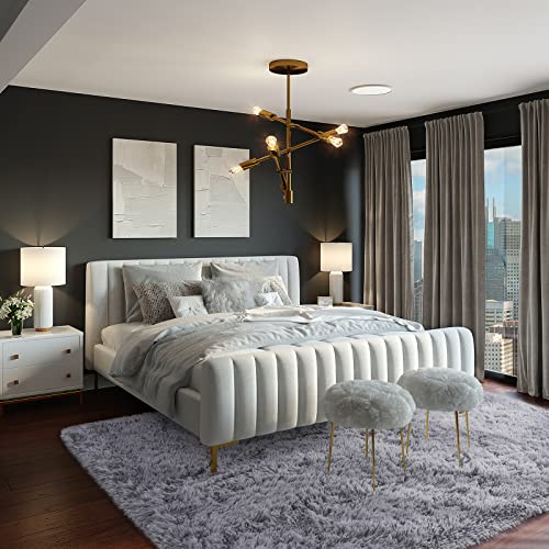 Ompaa 5X8 Feet Large Gray Rug, Soft Shag Living Room Carpets, Upgrade Anti-Skid Plush Area Rugs, Fluffy Bedroom Rug, Cozy Throw Rugs For Kids Girls Dorm Baby Nursery Home Decor #TOP3