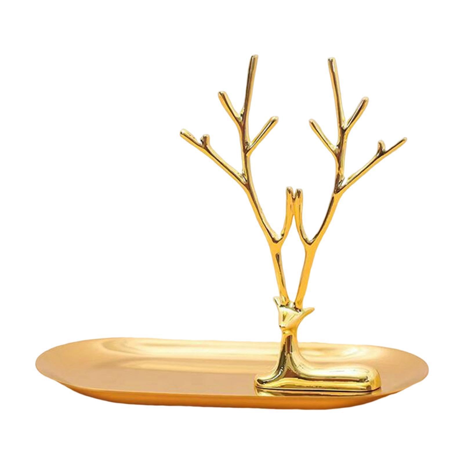 Zambuph Stylish Jewelry Organizer Stand Tray Display Rack for Rings and Necklaces Entrance Desk, Large Antler, Style A