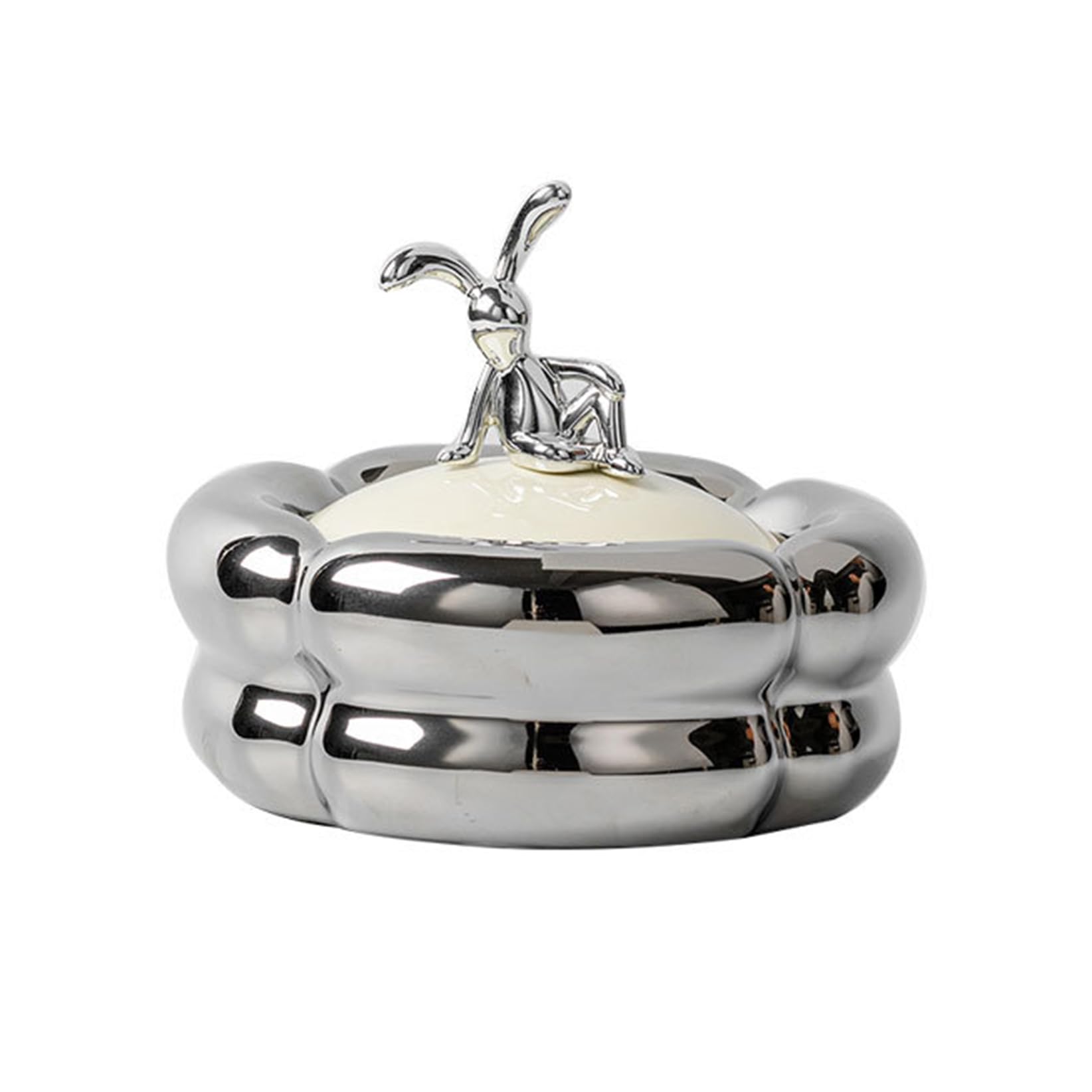 Ashtray Ceramic Silvery With Acrylic Lids,Cigarettes for Indoor or Outdoor Use,Windproof,Ash Holder