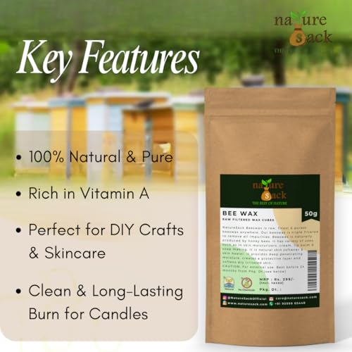 Image of NatureSack Beeswax Cubes 100g Raw Unrefined Natural Yellow Bees Wax for DIY Lip Balm Candle Making Cream Lotion Body Butter Cosmetic Use