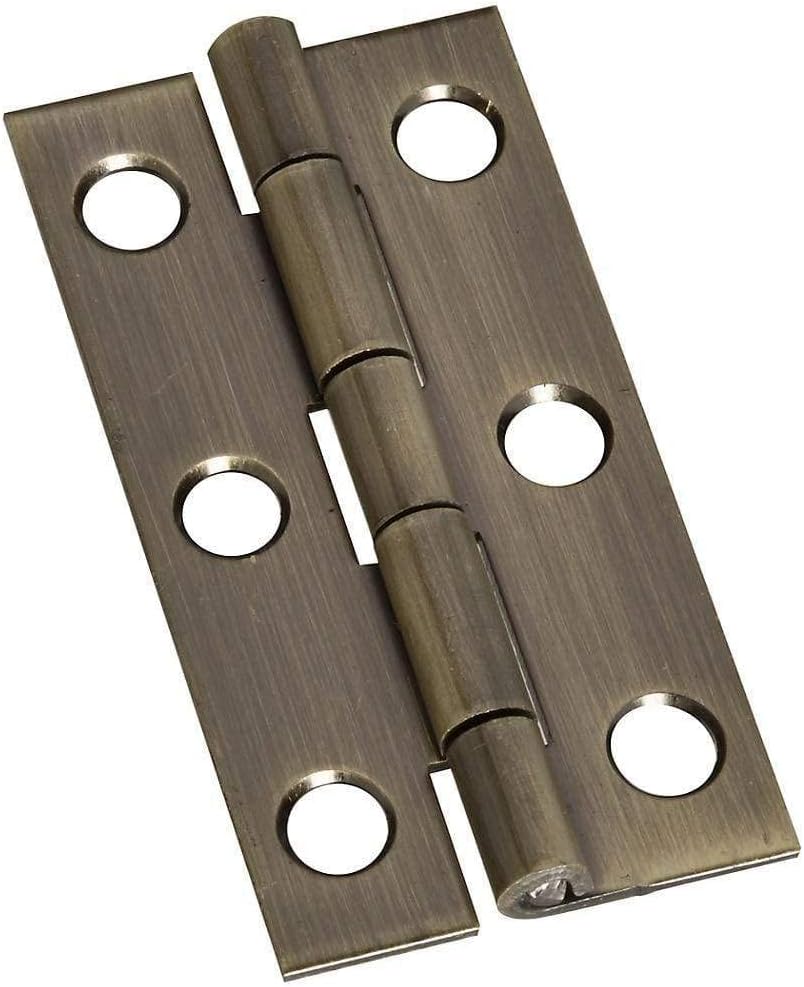 Hinge Outlet 2 x 1 Small Narrow Hinges - Antique Brass Finish - 2 Pack