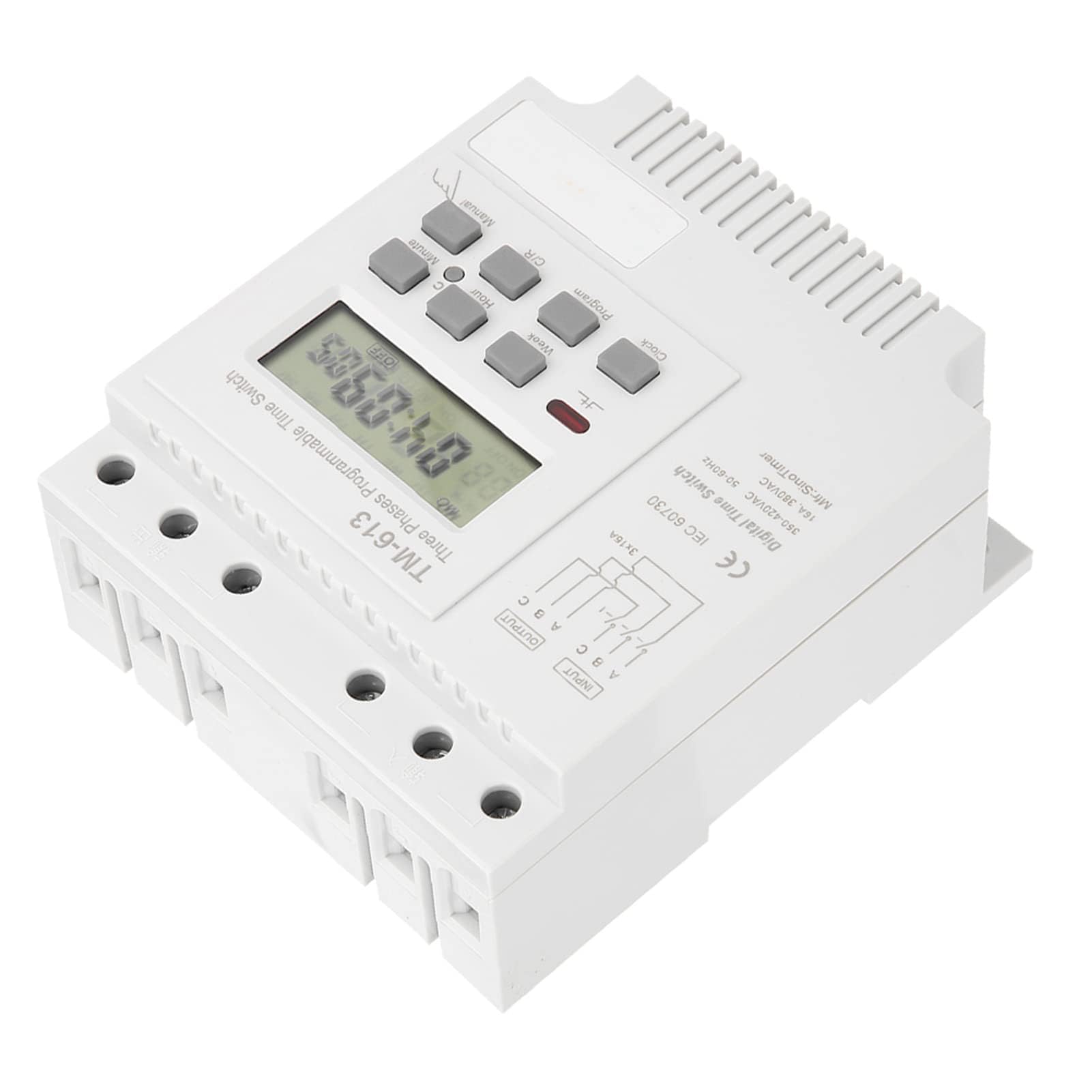 Zeitrelais programmierbarer Timer 380V, 3-Phasen Strom-Timer, digitaler Wochen-Timer, 16A Direktausgang, 17 Ein/Aus-Programme, Hutschienenmontage, für Motoren und Pumpen