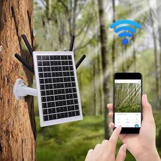 ASHATA Router Modem 4G LTE Alimentato a Energia Solare da 12W, 300 Mbps Solar WiFi 6 Extender con Slot per Schede SIM, 150 M a Prova di Acqua IP66, 18000MAH, 8 Accessi del Dispositivo (Antenne