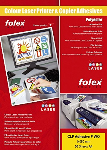 Folex 2999W.050.44100 Color blanco - Etiqueta autoadhesiva (Color blanco, A4, Poliéster, 210 mm, 297 mm, 50 hojas)