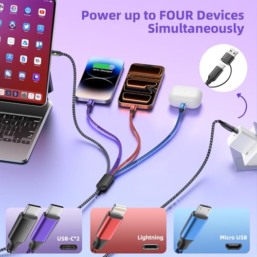 Image of USB C /A Multi Charging Cable, 4 in 2 Dual USBC Multipel Charger Cord
