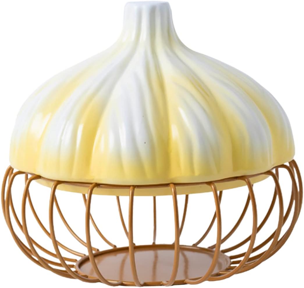 Amazon.co.jp 鋳鉄製ガーリック ロースター ガーリック キーパー ストレージ コンテナー 金属製の蓋付きセラミック ガーリック