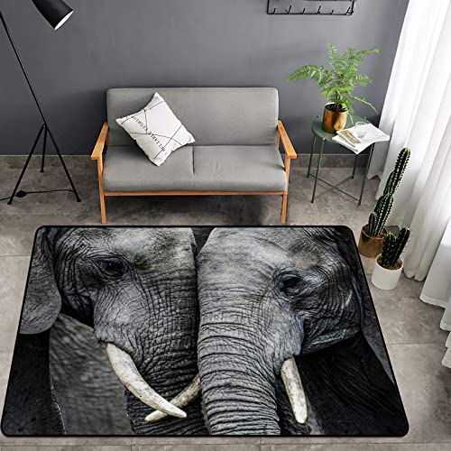 Washable Area Sponge Rug Mat for Kids Girls Bedroom Living Room Elephant, African Wild Animal Family Beautiful Elephant Non-Slip Carpet Super Soft Extra Thick Bathroom Home Indoor Small Floor Rugs