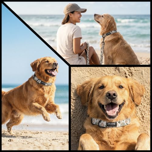 Image of Tuff Pupper Premium Adjustable Dog Collar, Stylish Pattern Collars Designed in USA, Quick Release Buckle, Palm Grove XL (1.25 Inch Wide x 20-30 Inch Neck)
