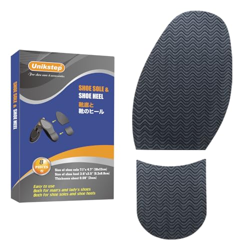 UNIKSTEP 2 paires (8 pièces) de semelles en caoutchouc pour réparation de chaussures et feuilles pour le talon, coussinets de protection antidérapants pour...