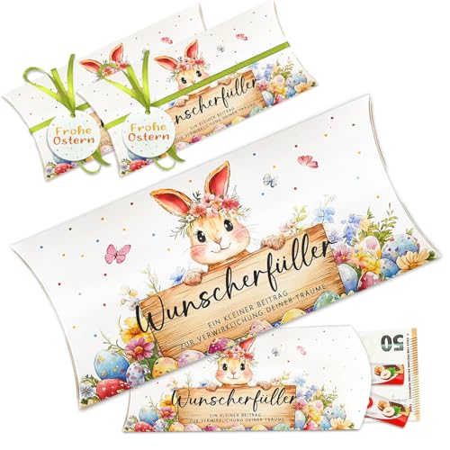 Wunscherfüller Geldgeschenk Ostern Verpackung 8 Stück Geldgeschenke Kissenschachteln Geschenkbox befüllen Kleine Ostergeschenke für Kinder Gutschein Ostern Verpackung