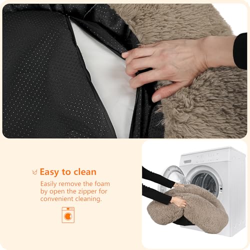 HMTOPE Orthopädisches Hundebett rund Hundekissen Hundesofa Katzenbett Donut Kuscheliges Hundekorb Waschbar, 60 cm Ø, Kamelbraun