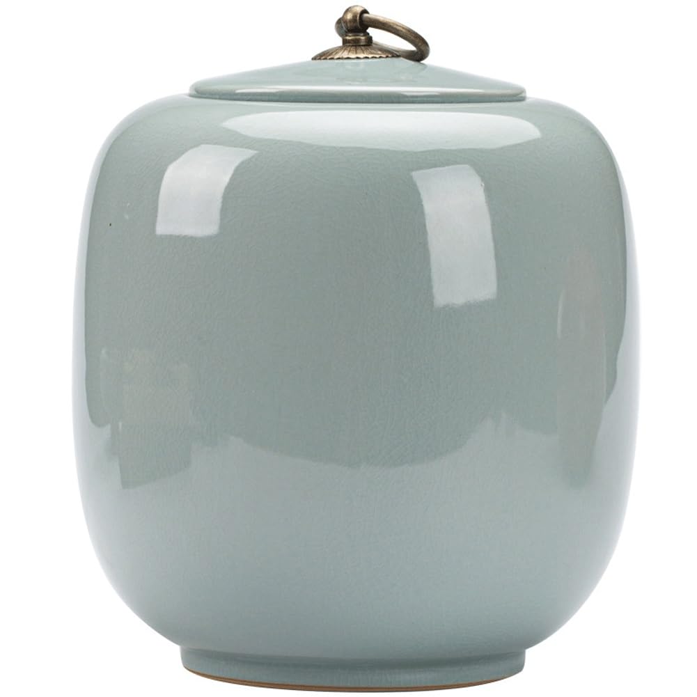 Urne Funéraire Commémorative pour Cendres, Décoration Bleu Foncé Gris Rouge, 225 Pouces Cubes