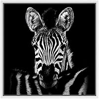 SIGNWIN Framed Canvas Wall Art Zebra Animals Wildlife Photography Realism Modern Portrait Dramatic Black and White for Living Room, Bedroom, Office - 16