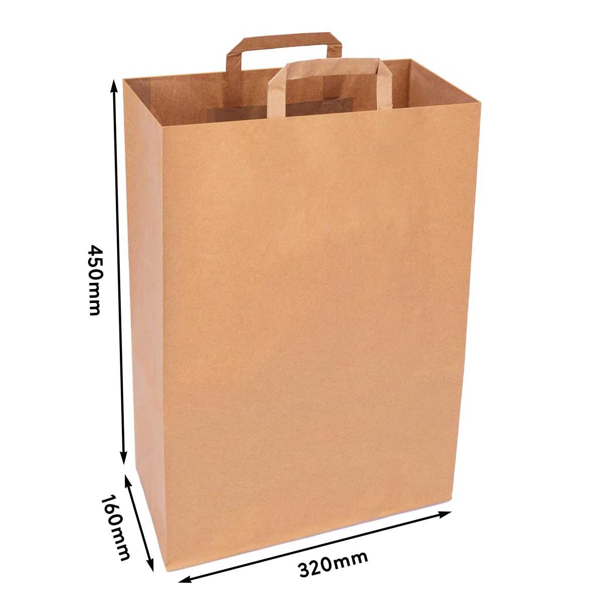 verpacking bolsas de papel kraft con asas 45 x 32 x 16 cm Marrón [tamaño y cantidad a elegir] regalo comercio tienda 250 unidades