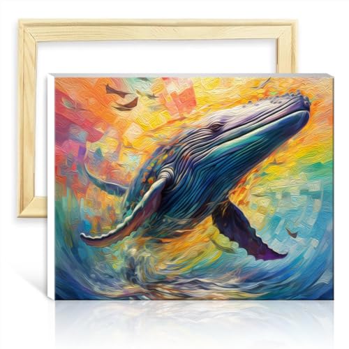 Peinture par numéros baleine activité créative en famille pour déco murale