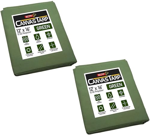 Miniatura 50 de Mytee Products Lona de lona marrón oscuro de 6 x 8 pies de 12 onzas, resistente al agua y transpirable, lonas resistentes, cubierta de lona