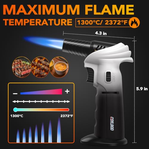 Image of Butane Torch Lighter 0-90Rotating Safety Lock for Soldering(2Pack)