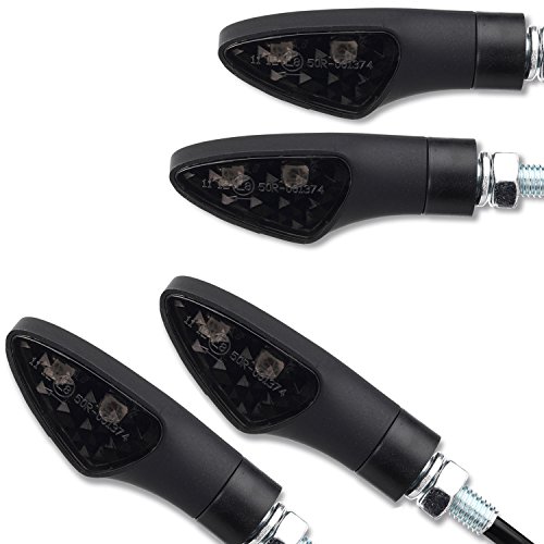 4 x 12V LED Blinker Motorradblinker Shield schwarz smoke getönt E-Zulassung vorne hinten Motorrad Quad ATV Roller Moped